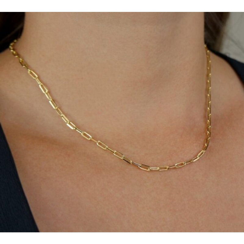 CANDADO DE ESLABONES DE CADENA 45CM BAÑADO EN ORO 18K - COR21