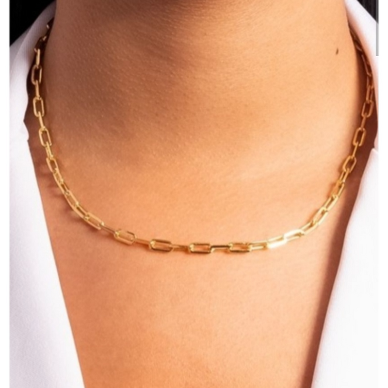 CANDADO DE ESLABONES DE CADENA 45CM BAÑADO EN ORO 18K - COR21