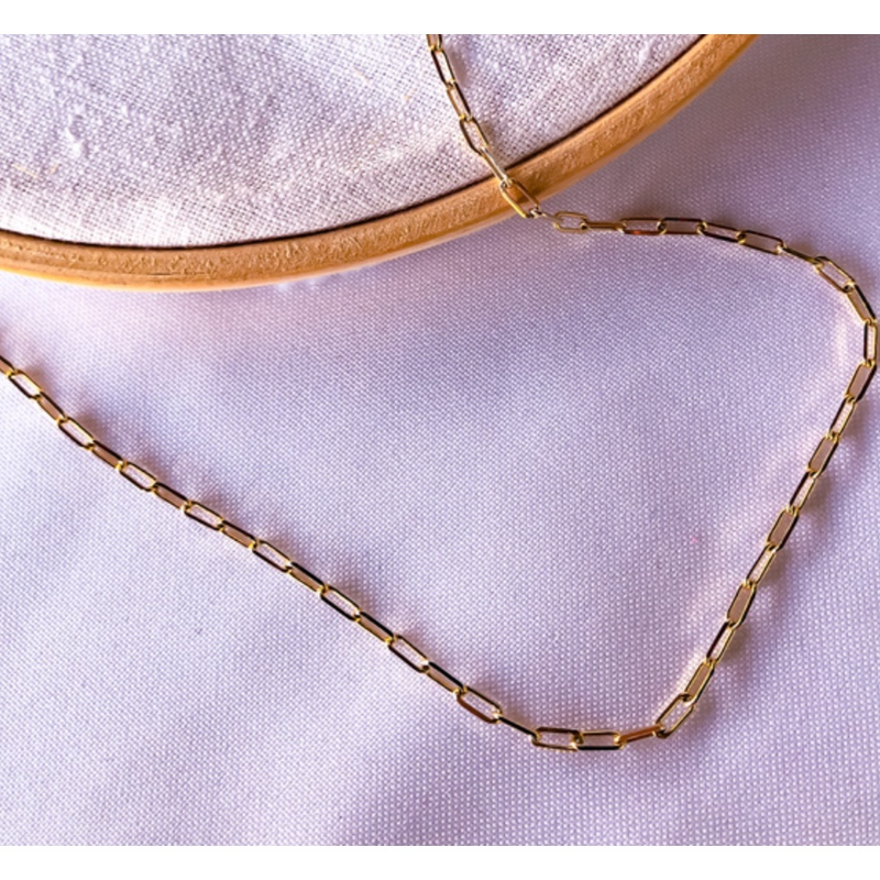CANDADO DE ESLABONES DE CADENA 45CM BAÑADO EN ORO 18K - COR21