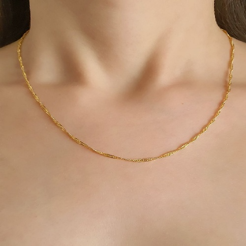 CADENA RETORCIDA DE 45CM CHAPADA EN ORO 18K - COR299
