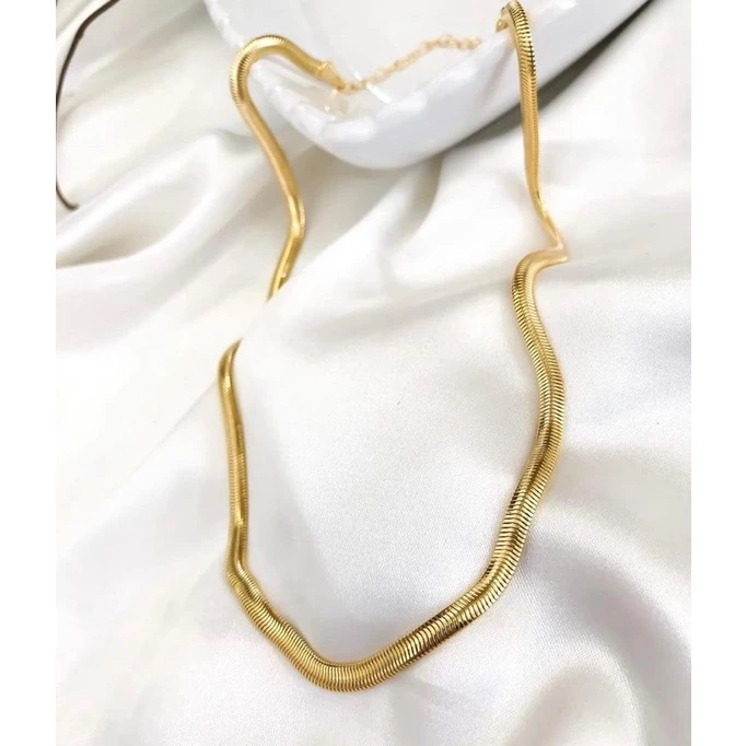 CADENA GARGANTILLA MALLA 37+5CM BAÑADA EN ORO 18K - COR677