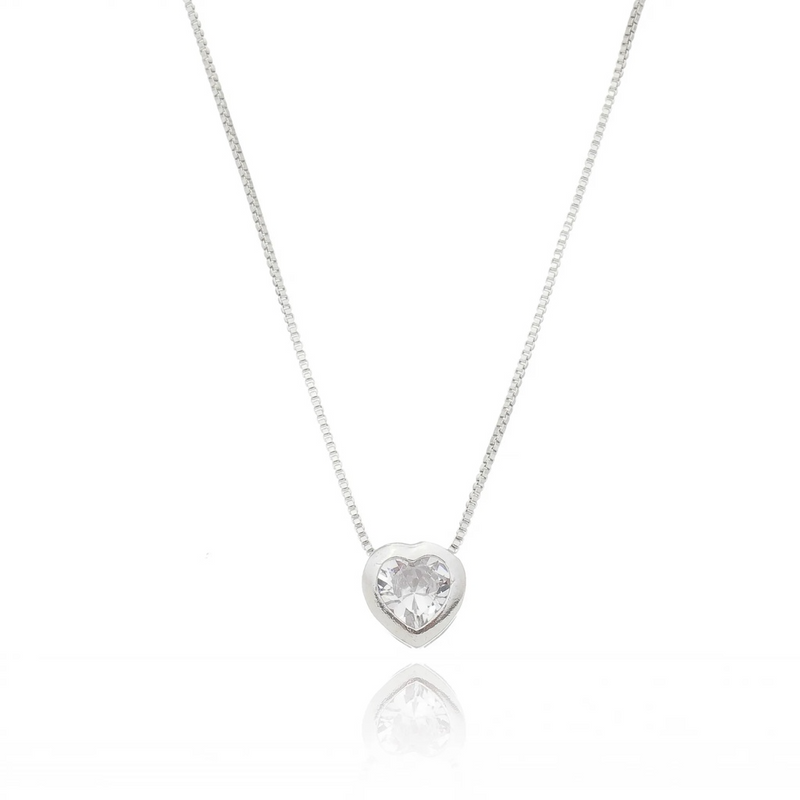 COLLAR CORAZÓN PUNTA DE PLATA CLARA 925 - PR017