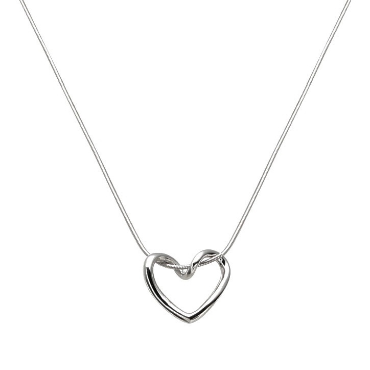 COLLAR CORAZÓN HUECO PLATA 925 - PR144