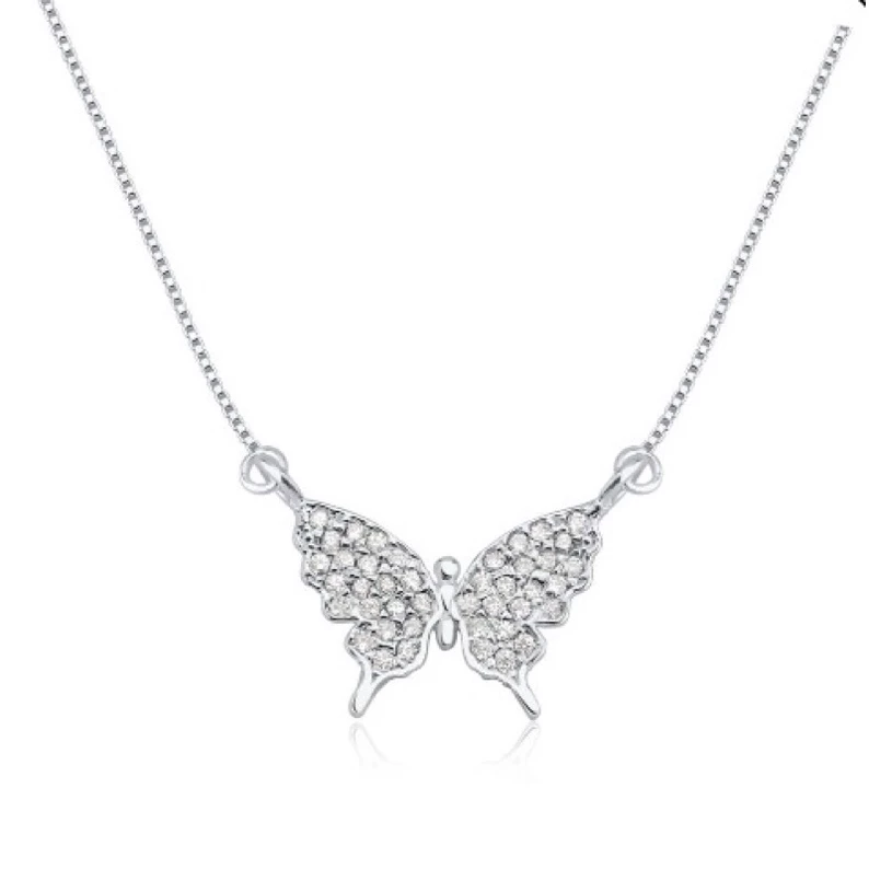 COLLAR MARIPOSA CON TACHUELAS DE PLATA 925 - PR490