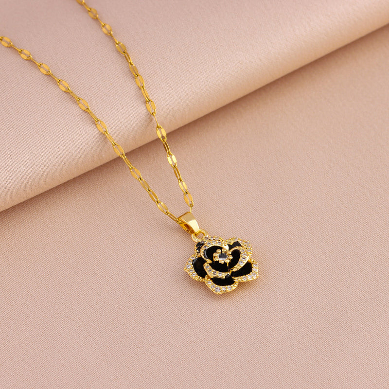 ROSA NEGRA BAÑADA EN ORO 18K - CONJ360