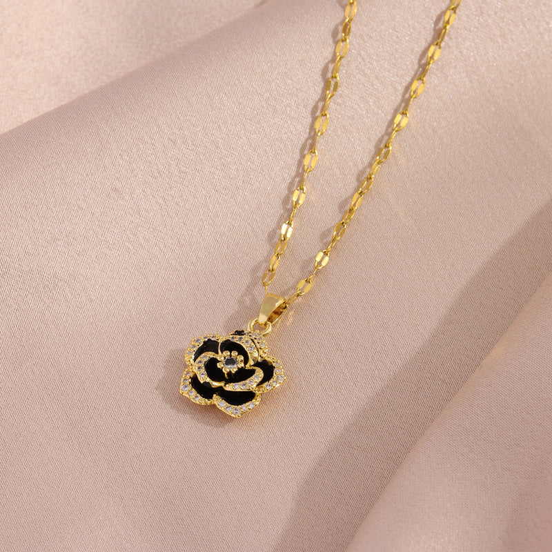 ROSA NEGRA BAÑADA EN ORO 18K - CONJ360