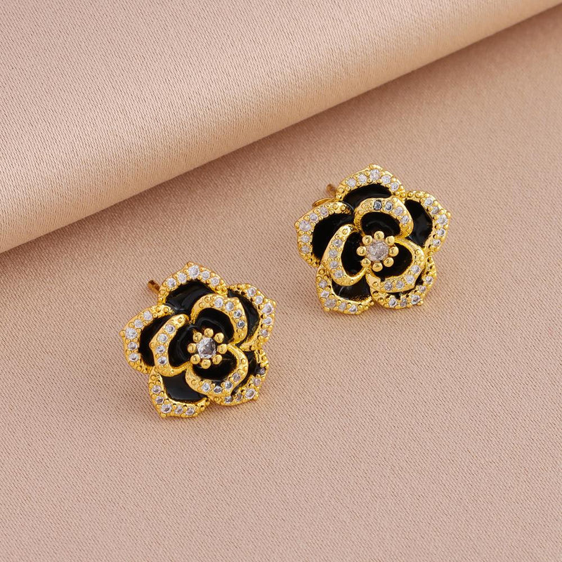 ROSA NEGRA BAÑADA EN ORO 18K - CONJ360